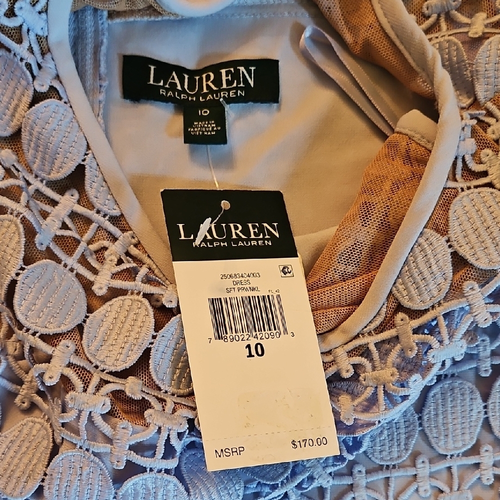 Ralph Lauren Light Blue Lace Mini Dress - Picture 4 of 5